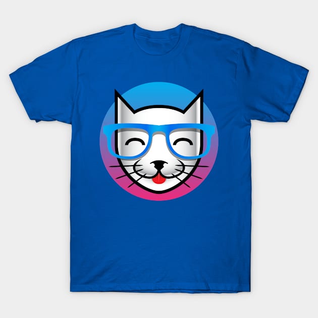 Male Geeky Cat with Glasses T-Shirt by perrolin